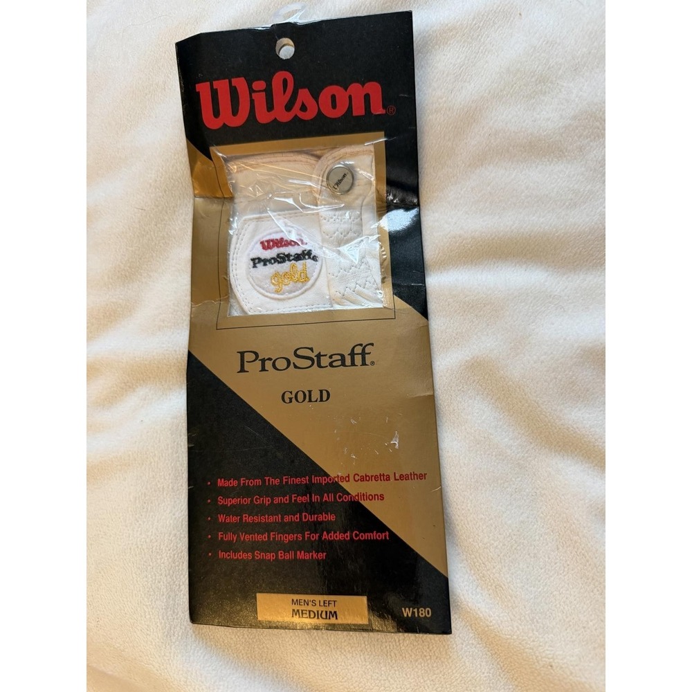 Wilson ProStaff Gold Golf Glove Mens M Left Hand Cabretta‎ Leather W180 White
